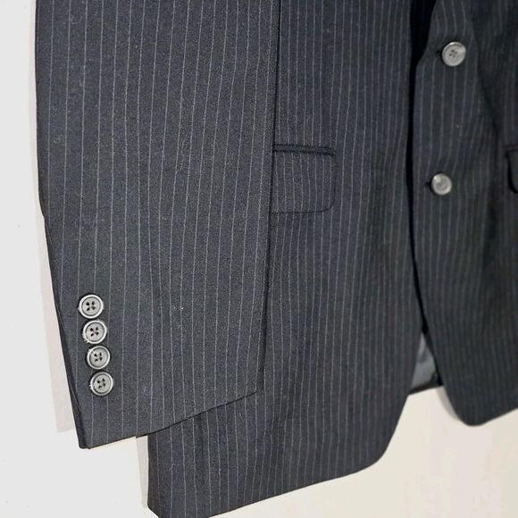 Chaps Pinstripe Blazer Sports Coat Mens 48R Navy Wool Blend Business Attire - Picture 9 of 12